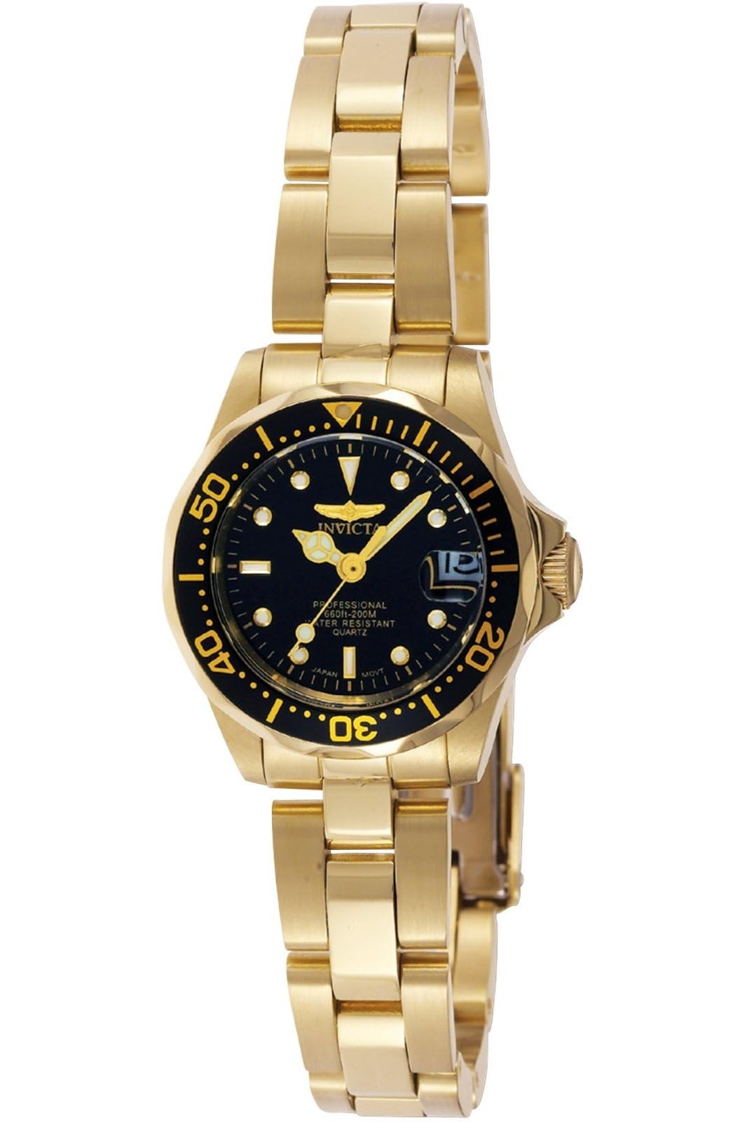 インビクタ Pro Diver レディース ゴールド ステンレス ブラック文字盤 クォーツ 24.5mm|Basqueバスク