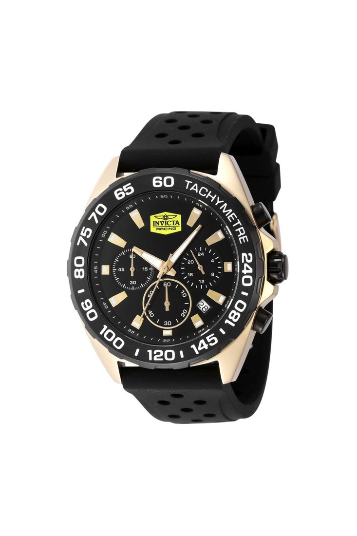 Invicta Racing ステンレススチール メンズ クォーツウォッチ 43mm ゴールド ブラック Strap