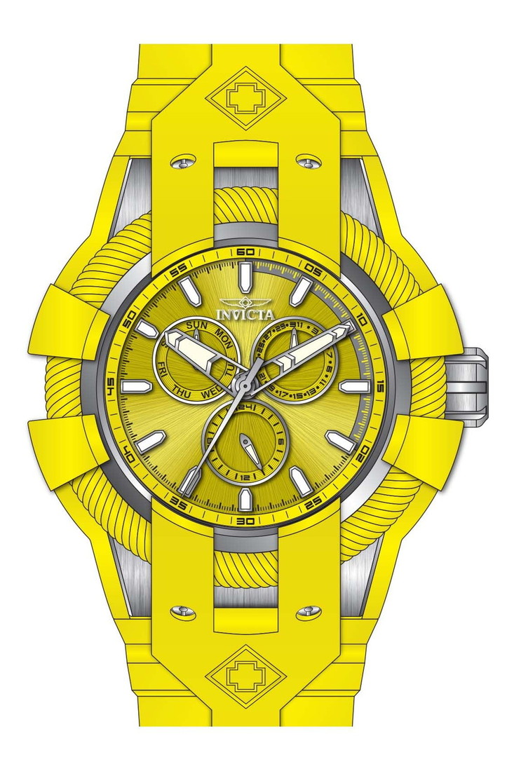INVICTA Bolt メンズ 50粍 ステンレス鋼スチール写真 ケイ素樹脂 黄色 スチール写真 黄色 dial VH68 石英