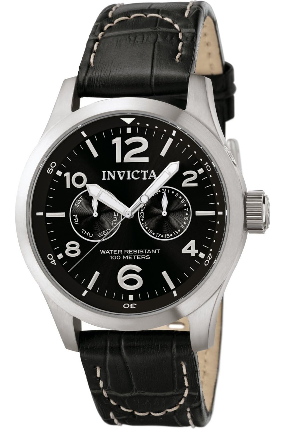 Invicta メンズ 0764 I-Force ステンレス鋼スチール写真 御覧になる ブラックレザーバンド