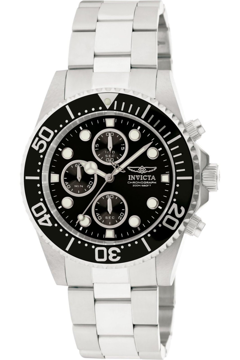 Invicta メンズ 1768 Pro Diver Collection ステンレススチール ウォッチ ブラックダイヤル