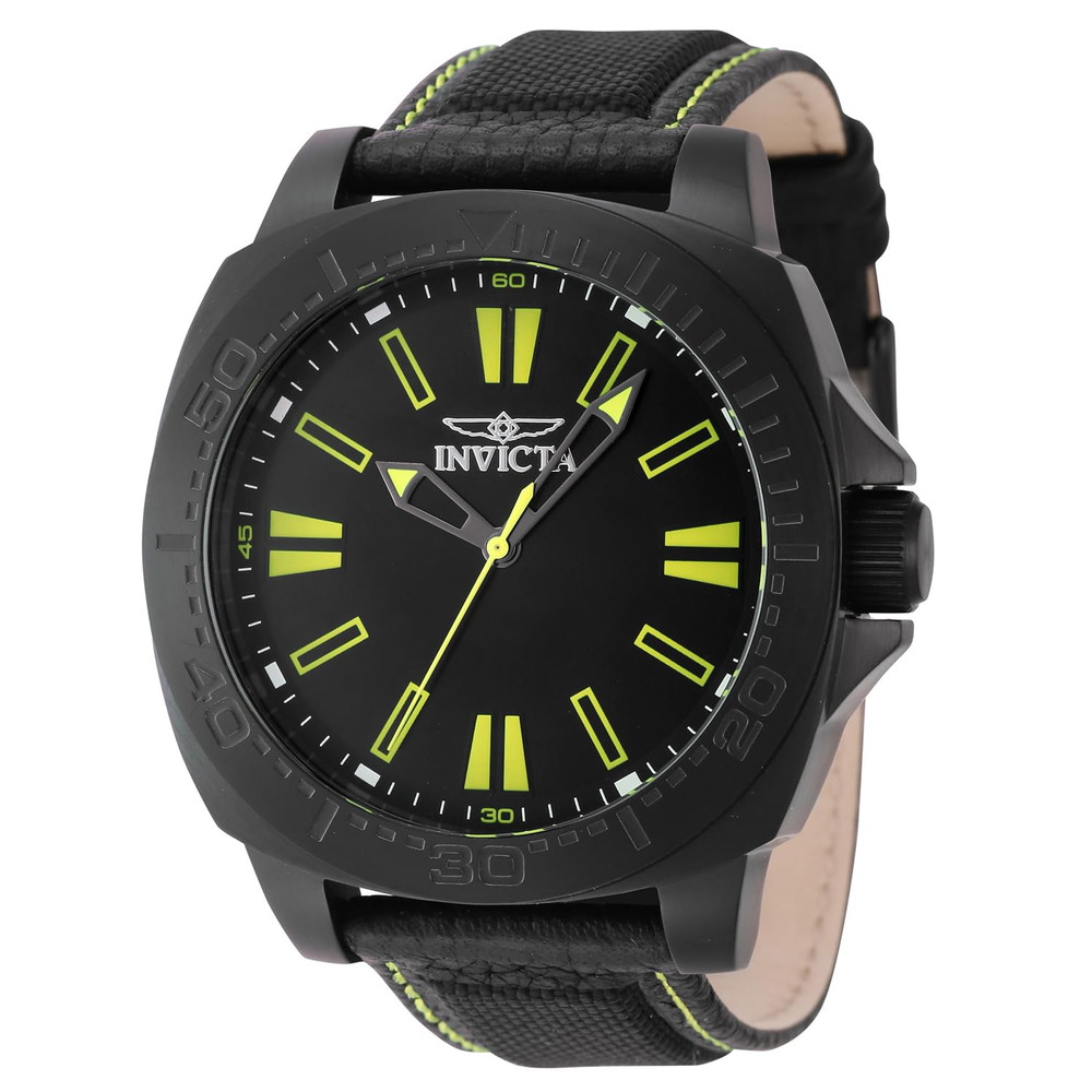 Invicta メンズ Speedway 46mm ステンレススチール ナイロン クォーツウォッチ ブラック 46308