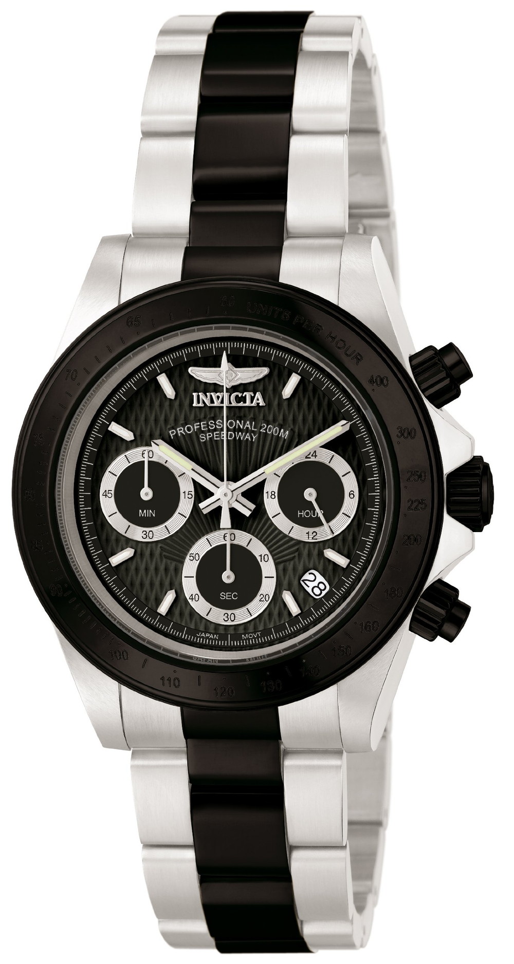 Invicta メンズ 6934 Speedway Collection クロノグラフ ブラック シルバートーン ステンレススチール ウォッチ