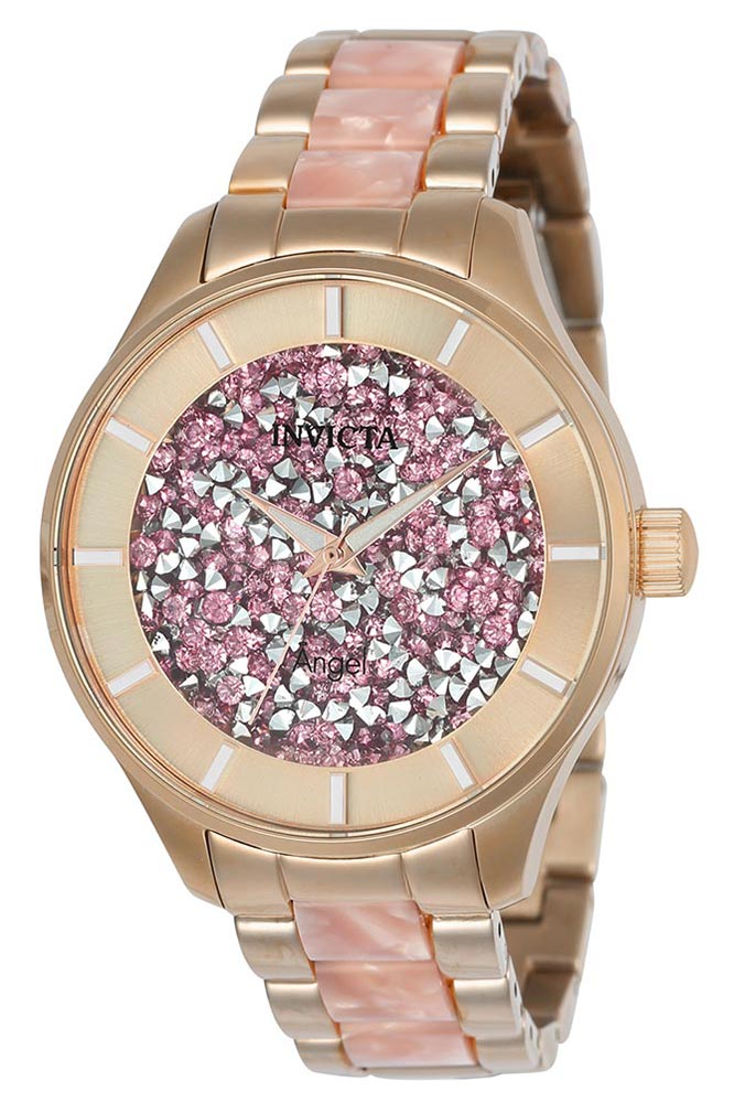 Invictaインビクタ 天使 Angel レディース ウオッチ 40粍 さくら色ゴールド さくら色 レジン ステンレス鋼スチール写真 100m雨合羽 石英 結晶
