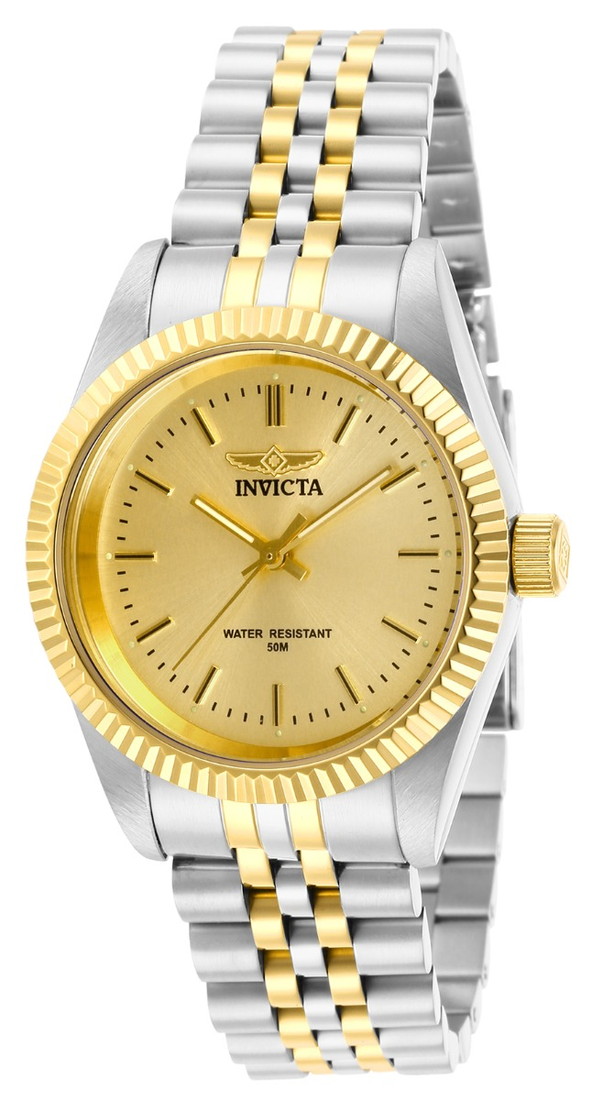 Invictaインビクタ Specialty レディース ウオッチ 36粍 ゴールド ステンレス鋼スチール写真 石英 三鞭酒文字記号盤 50m雨合羽
