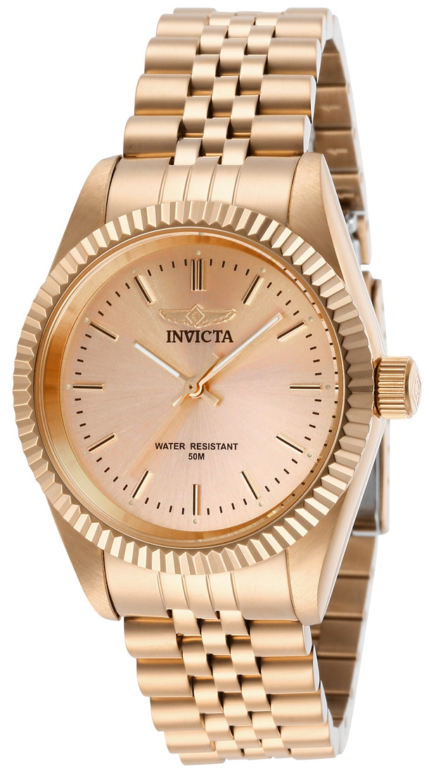 Invictaインビクタ Specialty レディース ウオッチ さくら色ゴールド 36粍容れもの ステンレス鋼ダンス楽隊 石英 50m雨合羽 日常やって行く雨合羽