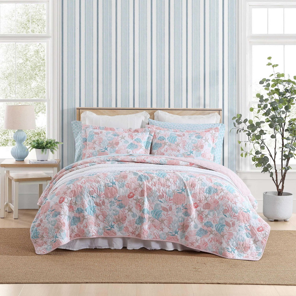Laura Ashleyローラアシュレイ キルト仕掛ける 超ホンブルグ帽寝具 タイ王国付き添い人 オープンシャムクロージャー付き添い人 今めかしいなホームデコ (スイムタイム コーラル, 第一人者)