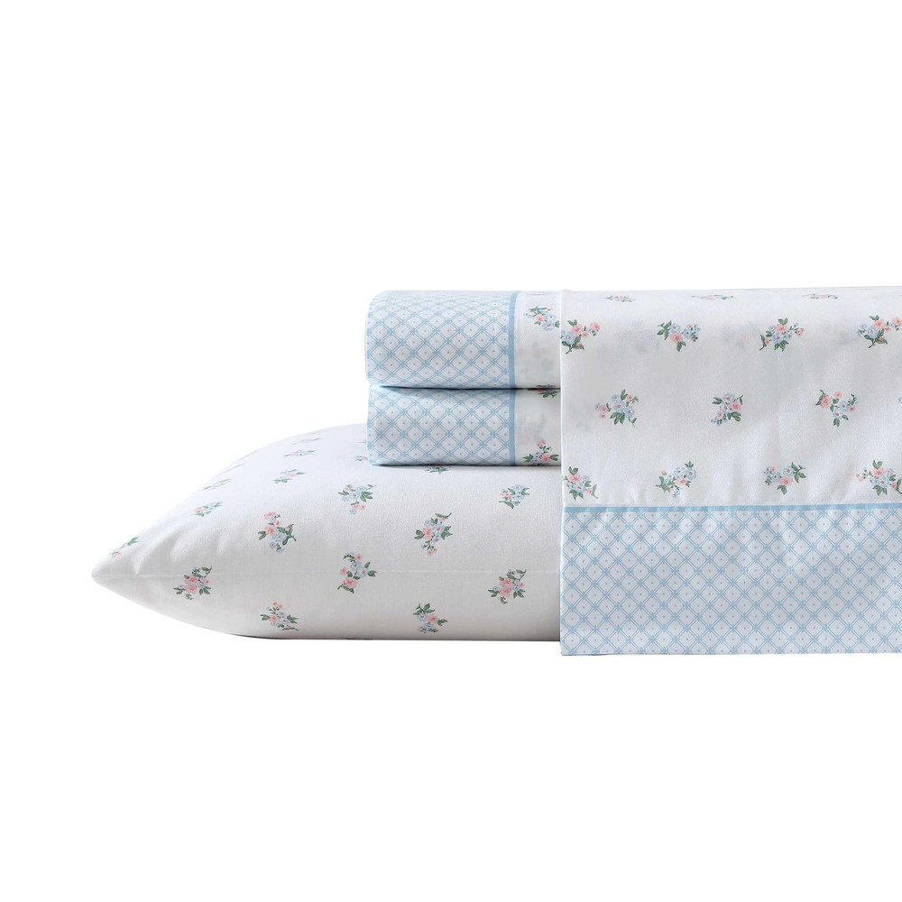 Laura Ashley フルシーツセット 通気性 パーケルコットン寝具 200スレッドカウント フローラル ホームデコ Multi Color フル