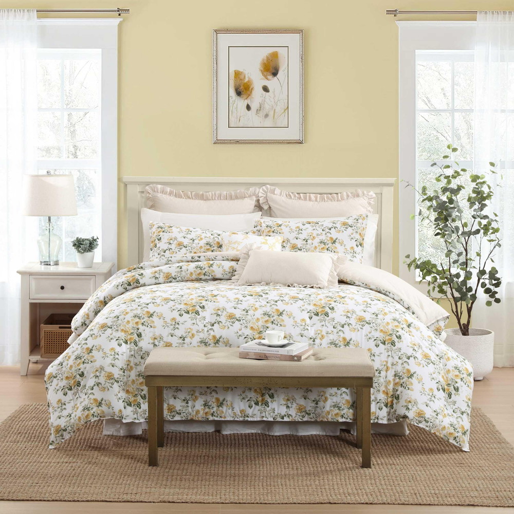 Laura Ashley ツイン コンフォーターセット コットン フローラル Roses Gold