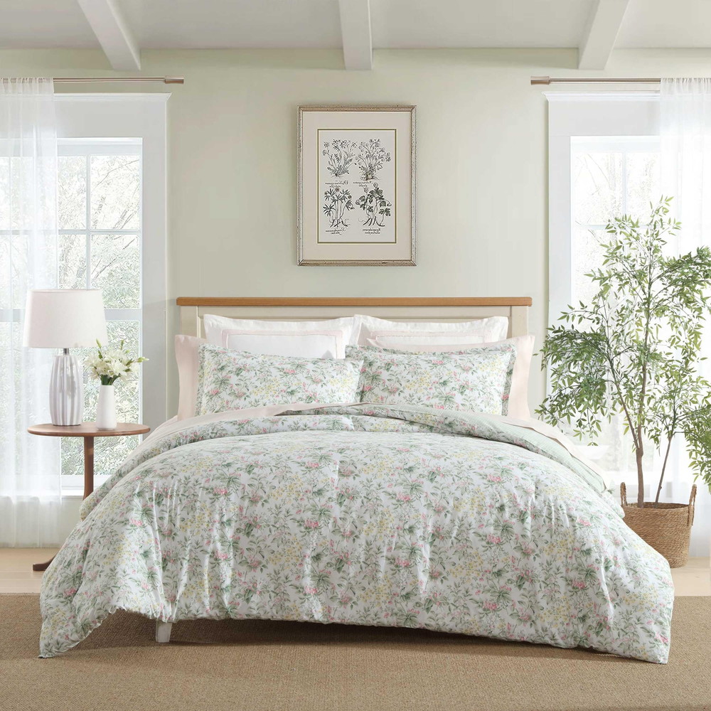 Laura Ashley キング コンフォーターセット スーパーソフトコットン Bramble Floral Pink キング
