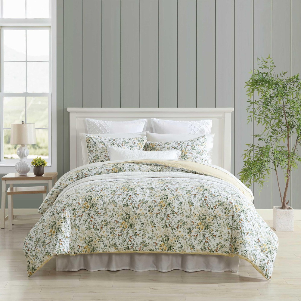 Laura Ashley ツイン コンフォーターセット フローラルコットン Country Meadow Gold