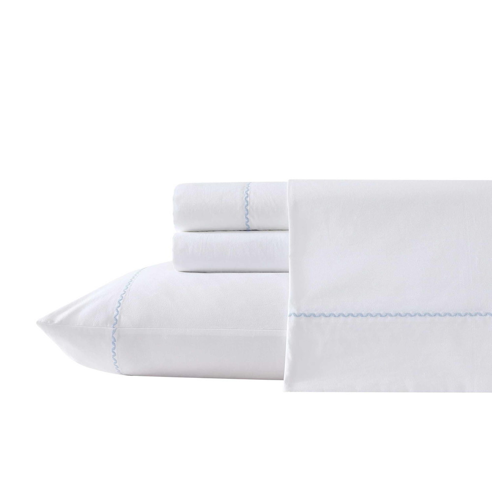 Laura Ashley シーツセット 通気性 パーケルコットン Scallop Blue フル