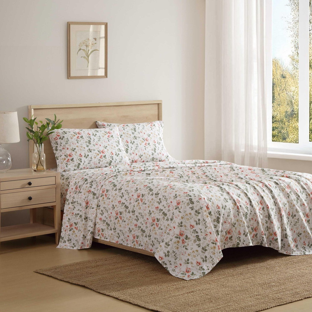 Laura Ashley キングベッドシーツ パーケルコットン Meadow Floral Beige