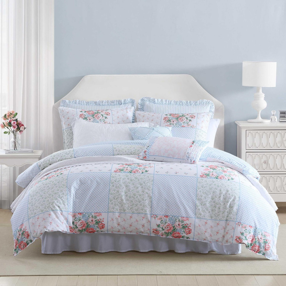 Laura Ashley デュベセット スーパーソフト Hope Patchwork Blue ツイン