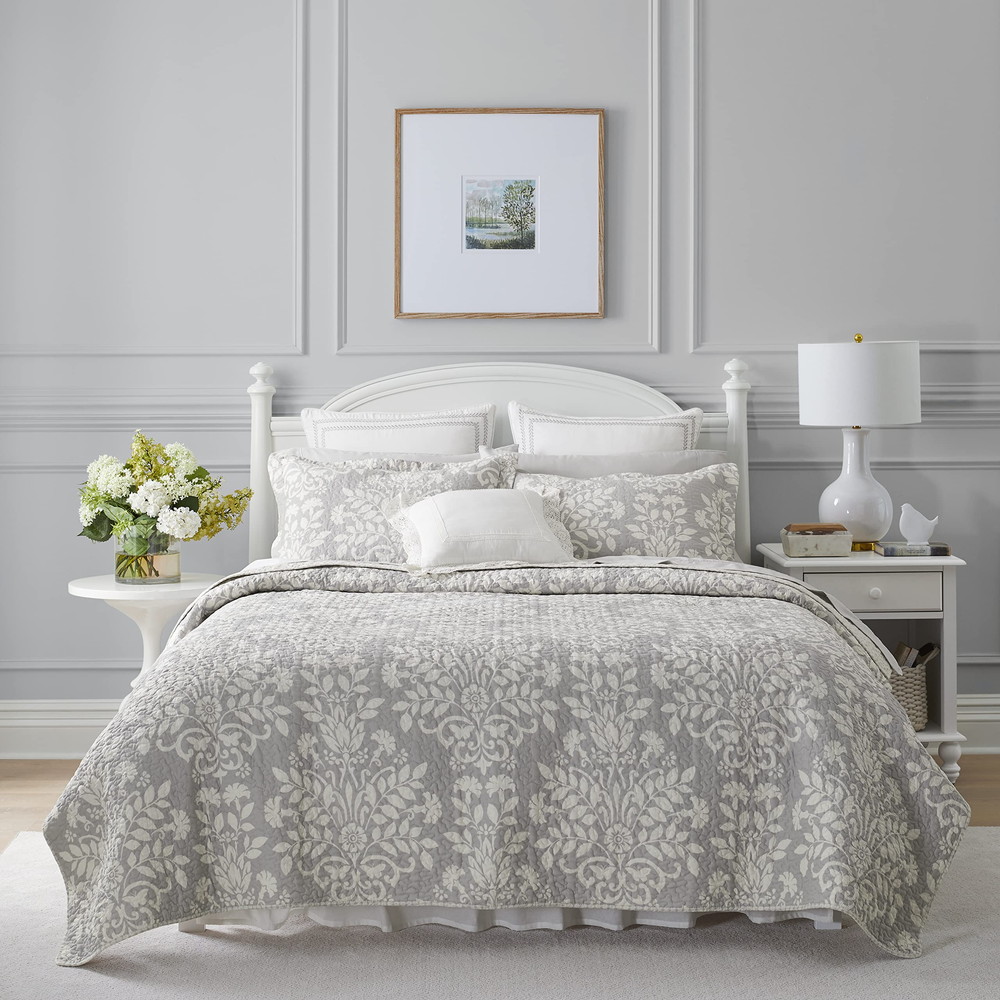 Laura Ashley ツインキルトセット リバーシブル コットン Rowland Grey