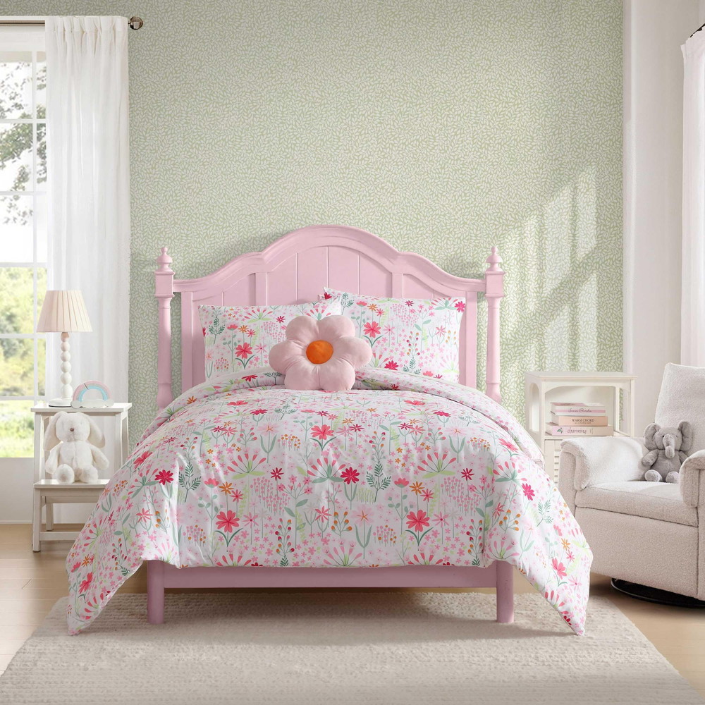 Laura Ashley ツイン キッズ コンフォーターセット ソフト Sunshine Flowers Pink
