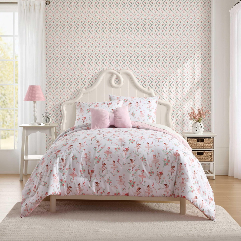Laura Ashley ツイン キッズ コンフォーターセット ソフト Ballerina Divas Pink