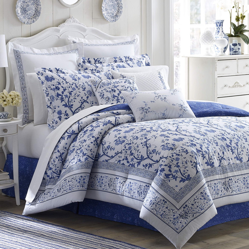 Laura Ashley ツイン デュベカバーセット リバーシブル コットン Charlotte Blue