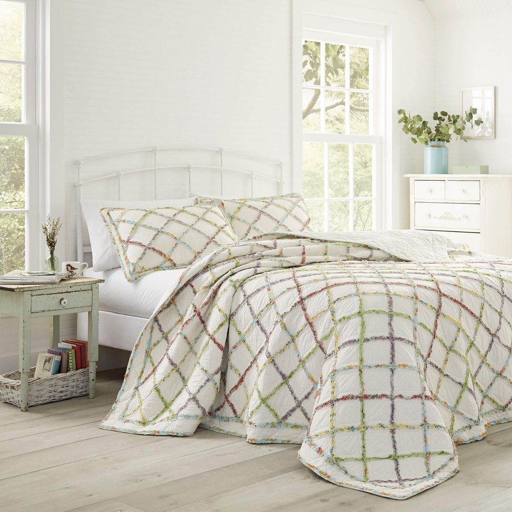 Laura Ashley ツインキルトセット リバーシブル コットン Ruffle Garden Cream