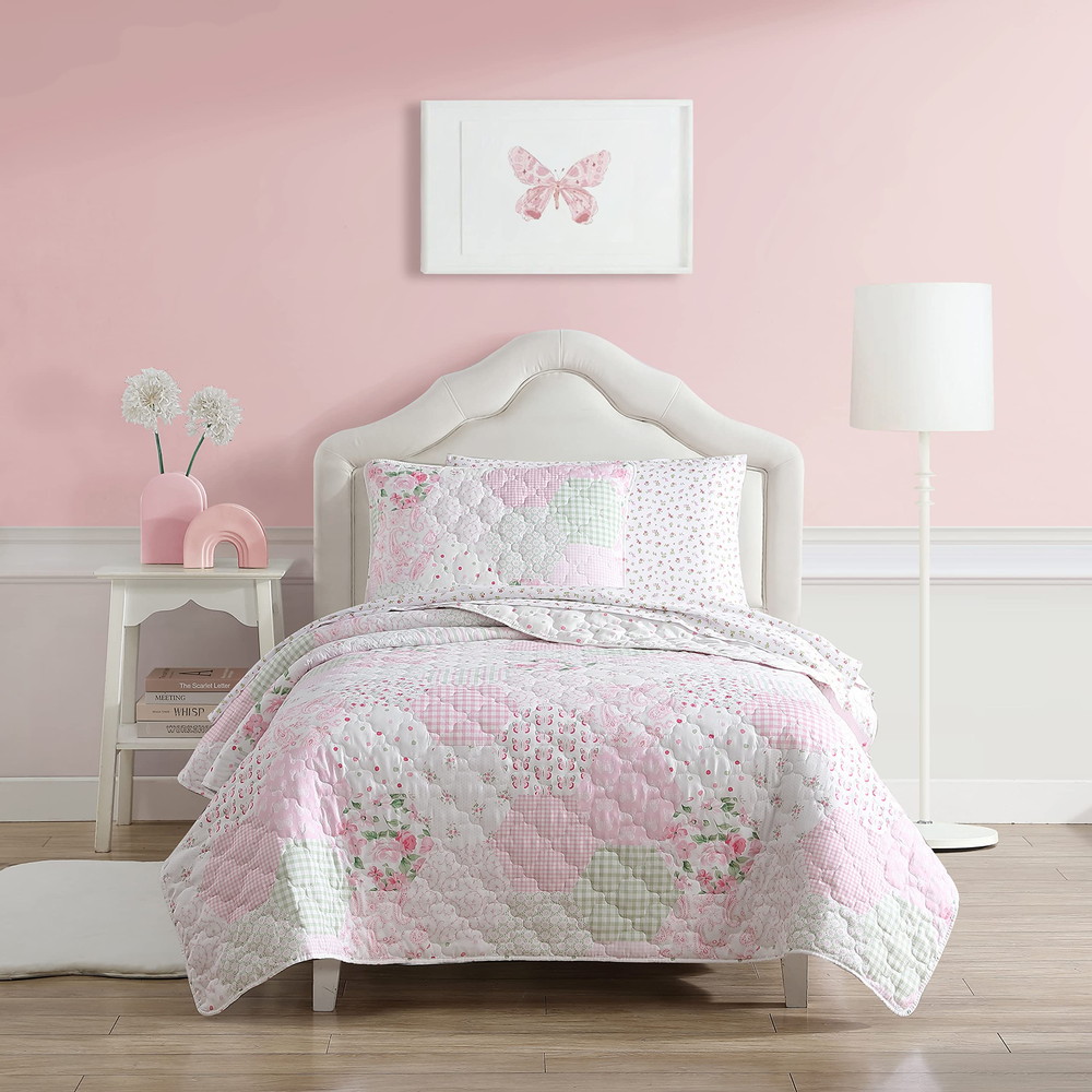 Laura Ashley キッズ ツインキルトセット リバーシブル Ellyn Pink ツイン