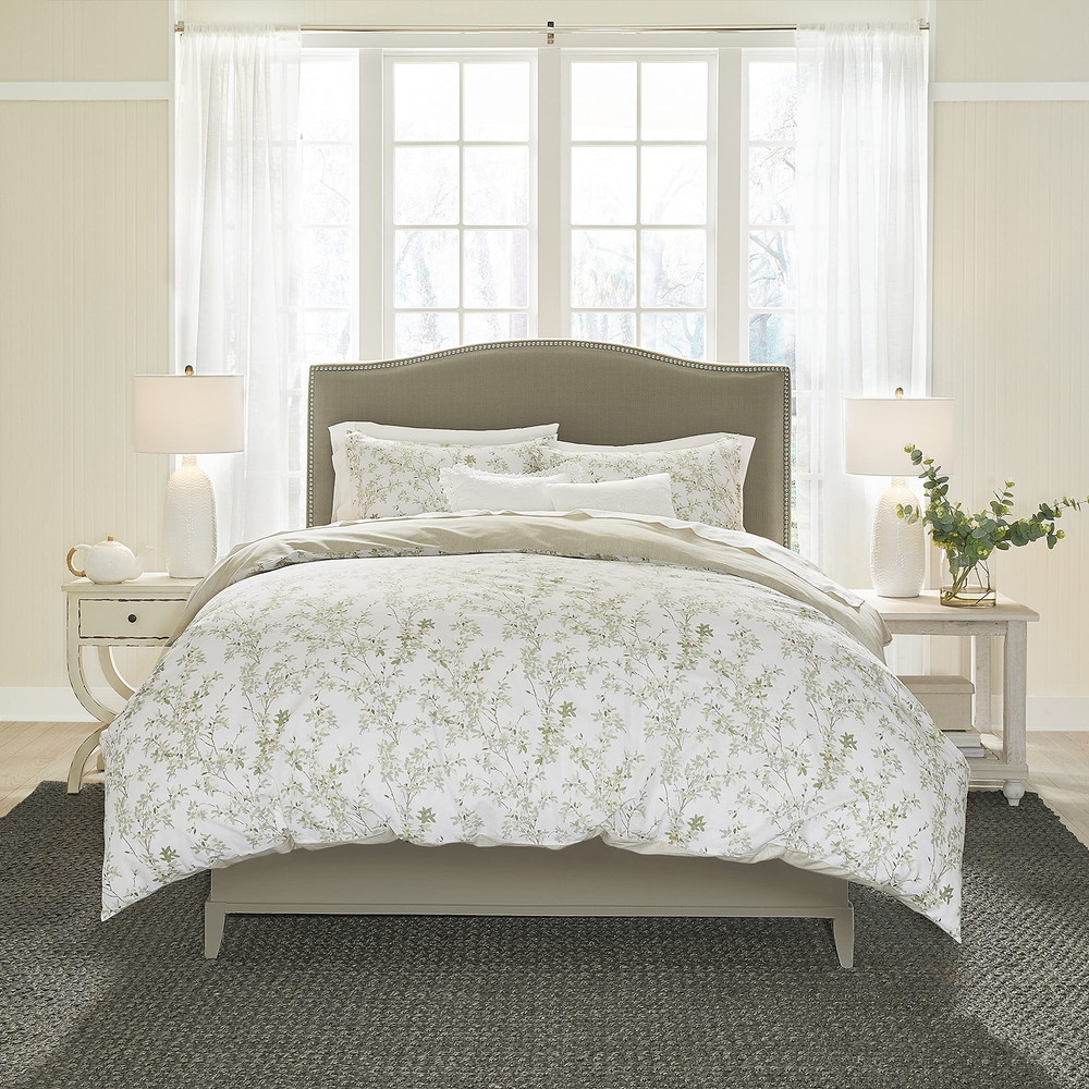 Laura Ashley Home クイーン デュベカバーセット コットン リバーシブル Lindy Green クイーン