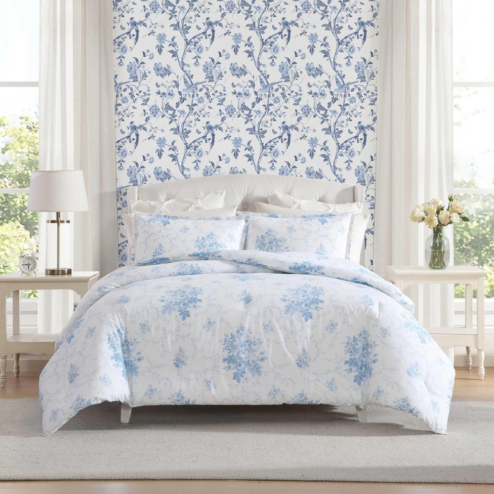 Laura Ashley フル/クイーン デュベカバーセット Sophia Blue