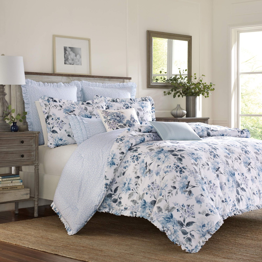 Laura Ashley Home ツイン デュベカバーセット リバーシブル コットン Chloe Blue ツイン
