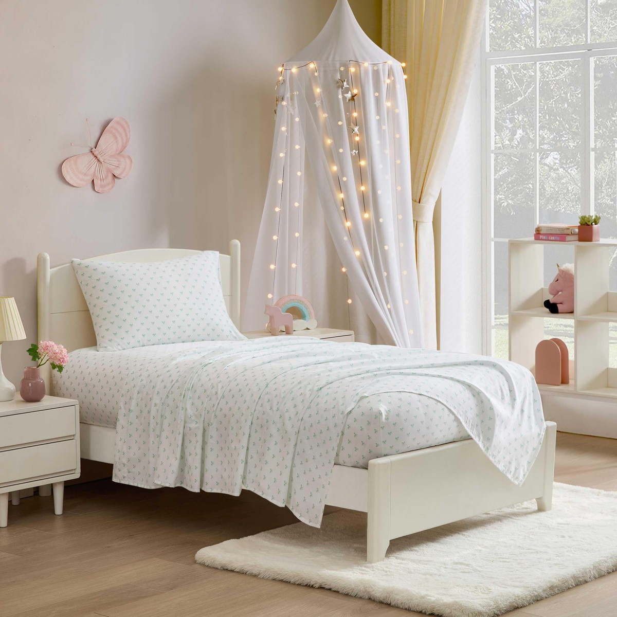 Laura Ashley セミダブルサイズ サイズ シーツセット Lovely Bows Blue リボン柄 子供部屋 寝具 カバー