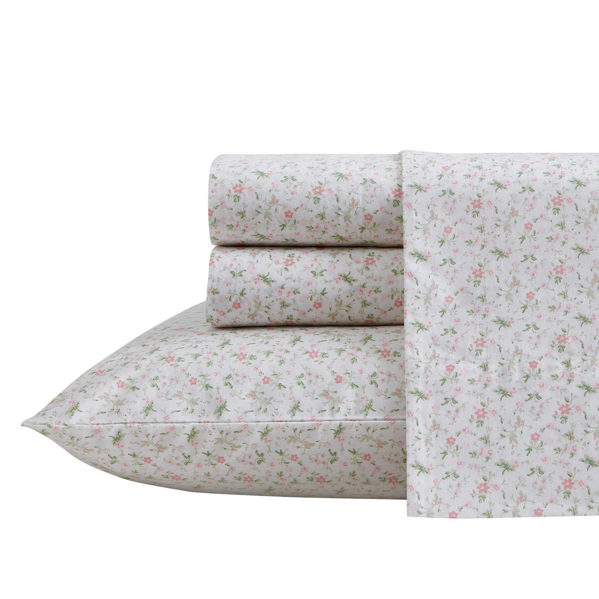 Laura Ashley クイーンサイズ ベッドシーツセット コットン パーケール 花柄 ピンク