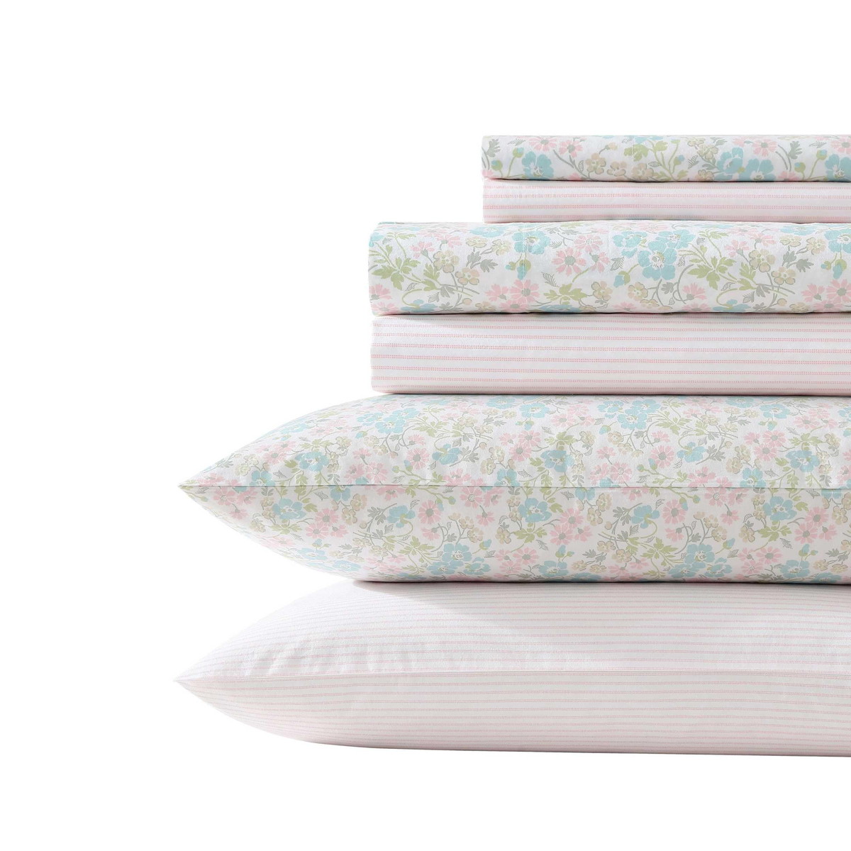 Laura Ashley クイーンサイズ ベッドシーツセット Jaynie Pink 花柄 ボックスシーツ 枕カバー付き