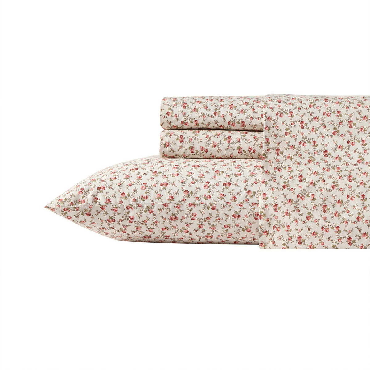 Laura Ashley ベッドシーツセット ダブルサイズ コットン100% 花柄 ローズウッドピンク ベージ ベッドカバー 寝具