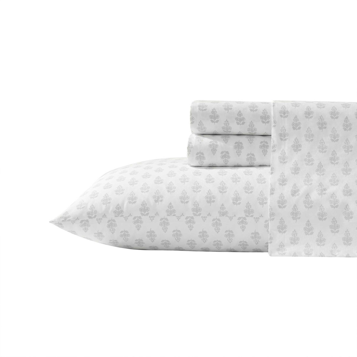 Laura Ashley ベッドシーツセット フランチェスカグレー セミダブルサイズ コットン100% 花柄 おしゃれ 寝具