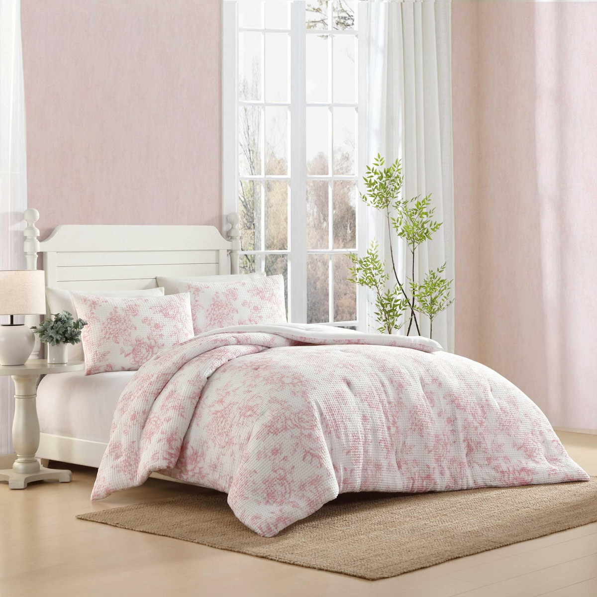Laura Ashley シングルサイズ コンフォーターセット Delphine パステルピンク 花柄 ワッ 生地 寝具セット