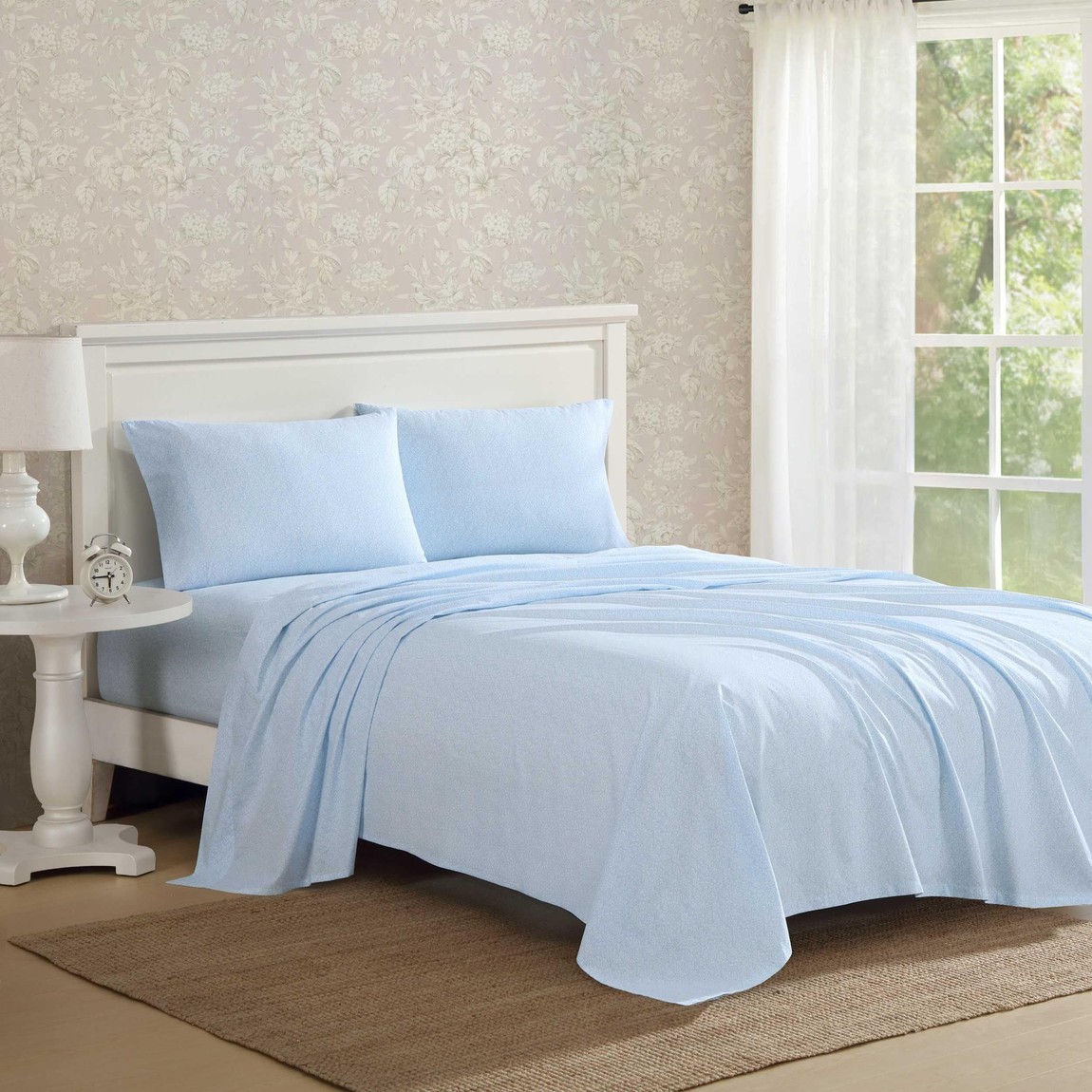 Laura Ashley 寝台敷き布書き割り コットンパーケール Maeve Blue 青碧系 寝具