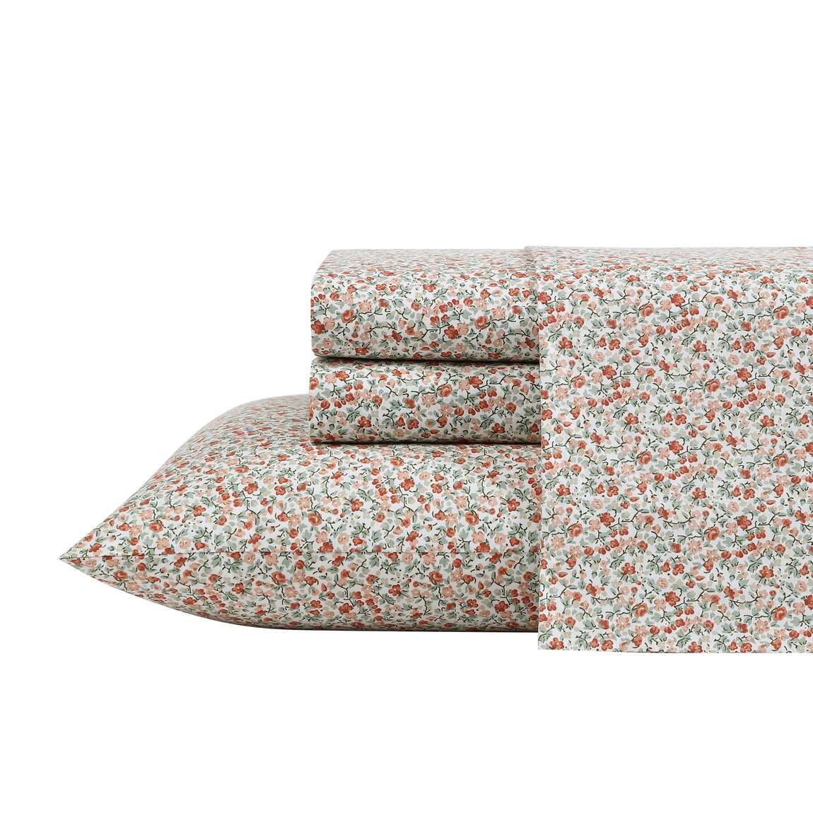 Laura Ashley 臥榻敷き布書き割り コットンパーケール Emogene Burnt Orange 花柄 寝具