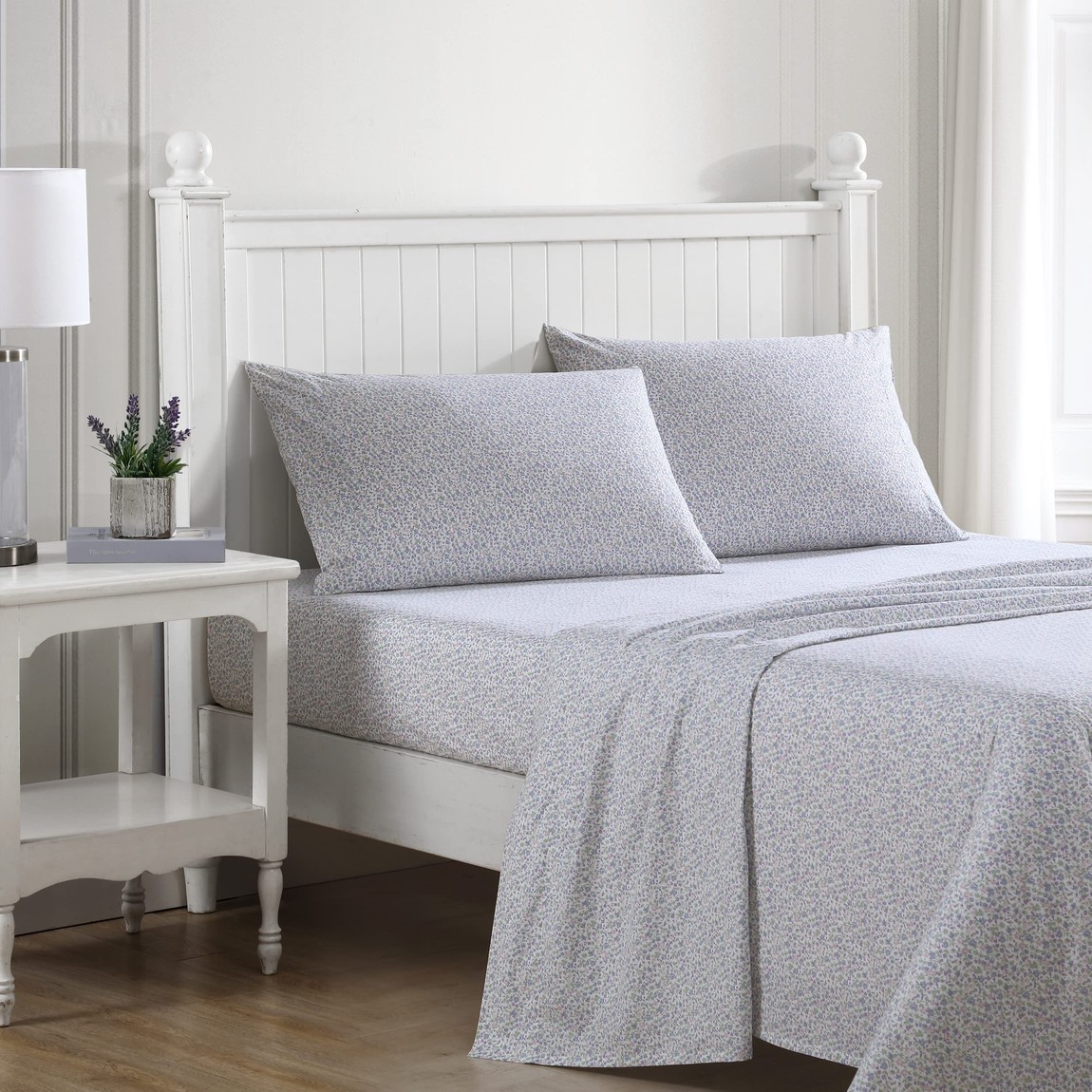 Laura Ashley 寝具仕掛ける コットンパーケール Emogene Purple 木目細か敷き妙 ボックス席敷き妙 枕押しかぶせる