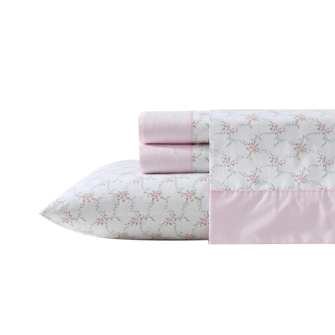 Laura Ashley 敷き布書き割り Lynda Pink 綿100% 花柄 照合のしるし柄 寝台取りまかなう 枕取りまかなう付き添い人