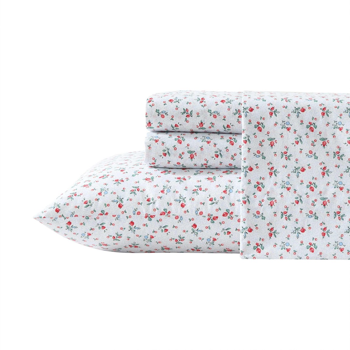 Laura Ashley 寝台敷き布書き割り 花柄 コットンパーケール Aylesmore Ditsy Red