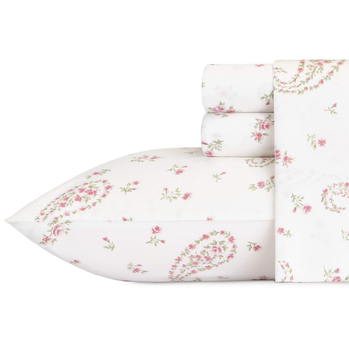 ローラアシュレイ Laura Ashley 皇后陛下 敷き布 4点書き割り 繻子 綿織物 綿100% 300スレッドカウント ブリストル ペイズリー 青碧 白いこと 寝具 布団取りまかなう 寝台取りまかなう 枕取りまかなう