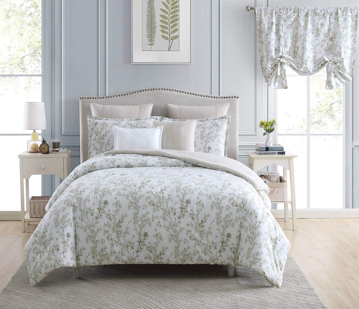 Laura Ashley Home コンフォーターセット 岩礁柄 リヴァーシブル 綿100% 掛け布団取りまかなう 寝具