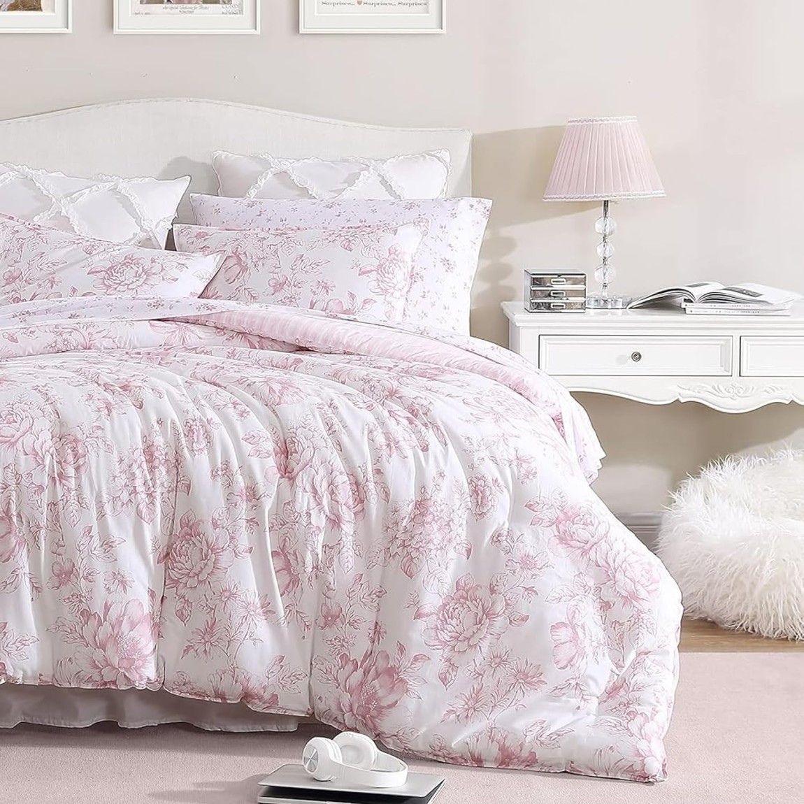 Laura Ashley コンフォーターセット Delphine Mauve Pink 花柄 リヴァーシブル 布団取りまかなう 寝具