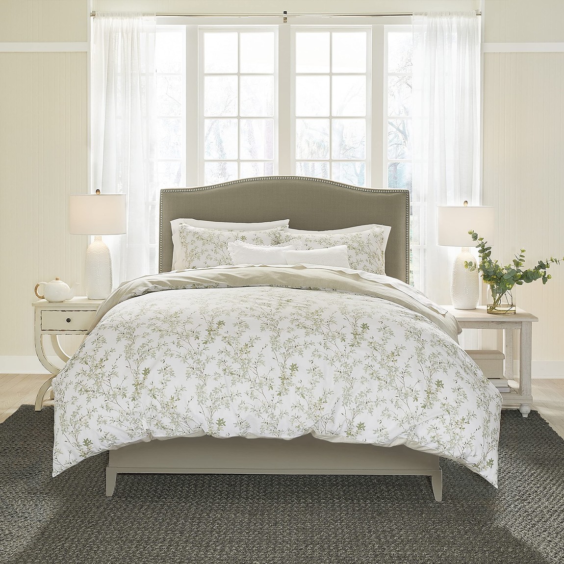 Laura Ashley Home 布団取りまかなう書き割り 岩礁柄 リヴァーシブル 綿100% 掛け布団取りまかなう 枕取りまかなう