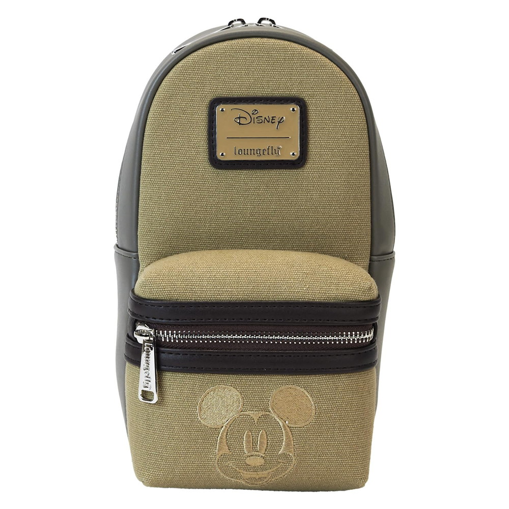 Loungefly ディズニー ミッキー&フレンズ フェイクレザー キャンバス ボトルホルダー ショルダーバッグ