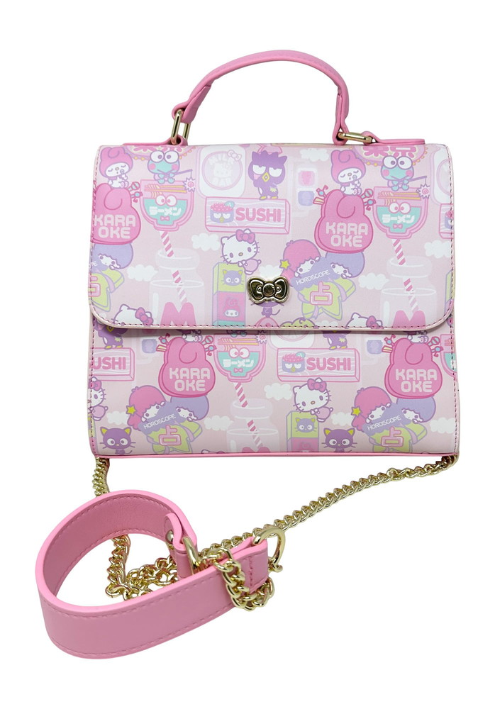 Loungefly Sanrio Hello Kitty カワイイ 総柄プリント クロスボディ サッチェル ハンドバッグ