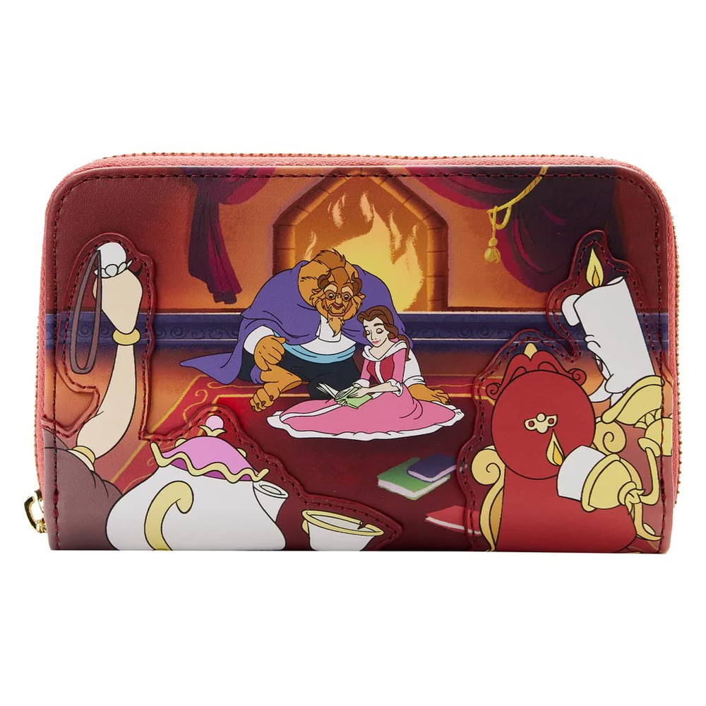 Loungefly Disney 美女と野獣 煖炉一こま ジップアラウンドウォレット バッグ・小物・ブランド雑貨-バックパック・リュック-男女兼用バッグ