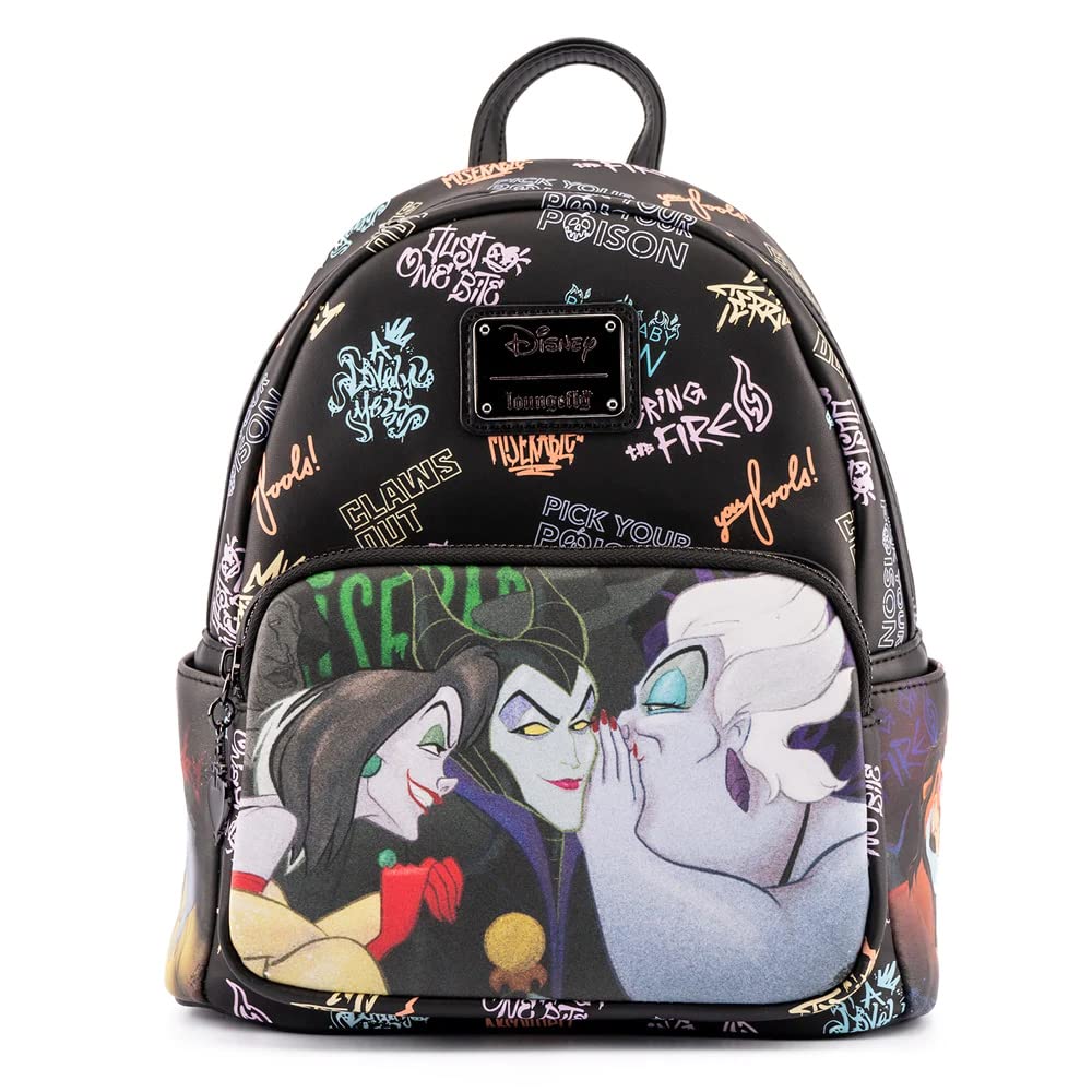 Loungeflyラウンジフライ ディズニー ヴィランズ クラブ ミニバックパック レディース リュック サック バッグ マレフィセント アースラ クルエラ ヴィーガンレザー キャラクター グッズ