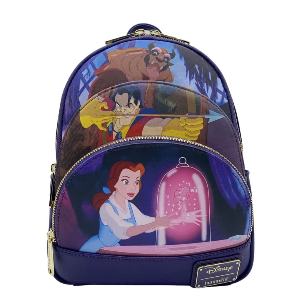 Loungefly 美女と野獣 シーン トリプルポケット ダブルストラップ ショルダーバッグ|Basqueバスク