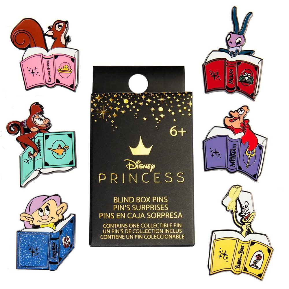 Loungefly Disney プリンセス ブックス サプライズボックス コレクティブル ラペルピン、個別ボックス入り ノベルティ キャラクターピン、キャラクターは異なる場合があります、1.5インチ
