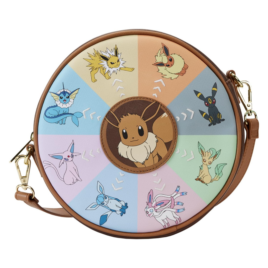 Loungeflyラウンジフライ ポケモン イーブイ フレンズ レディース ショルダーバッグ クロスボディバッグ カンティーンバッグ 丸型 外ポケット キャラクター|Basqueバスク