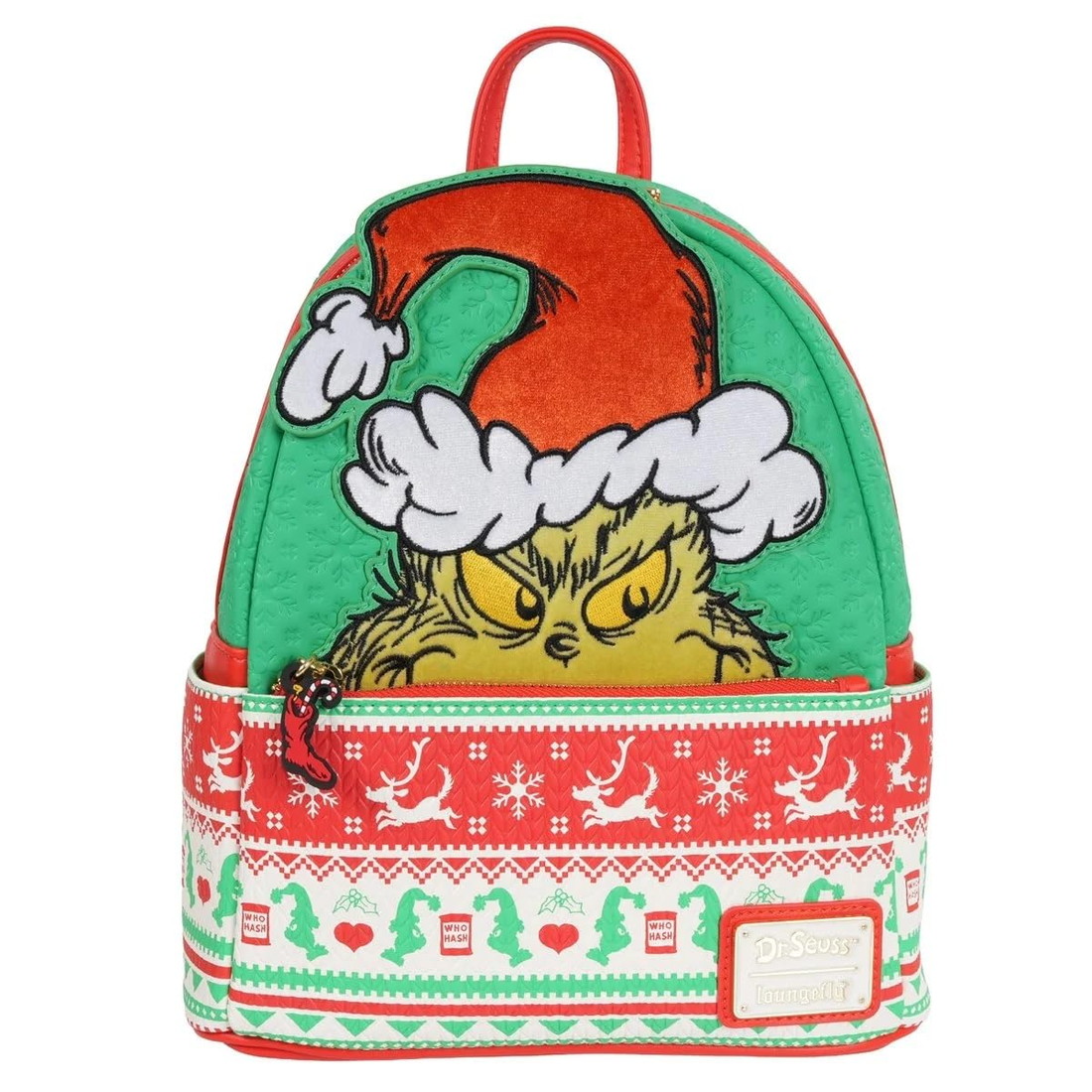 Loungeflyラウンジフライ グリンチ クリスマスセーター ミニバックパック レディース メンズ リュックサック キャラクター フェイクレザー 限定モデル グリーン
